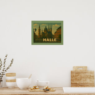 Halle Duitsland Stad Kunst Poster