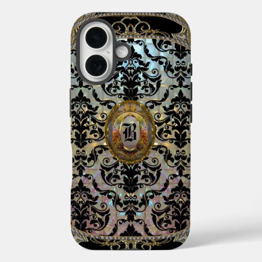 Halleesham Elegant Damask Monogram Case-Mate iPhone Case (Achterkant)