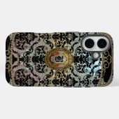 Halleesham Elegant Damask Monogram Case-Mate iPhone Case (Achterkant (horizontaal))