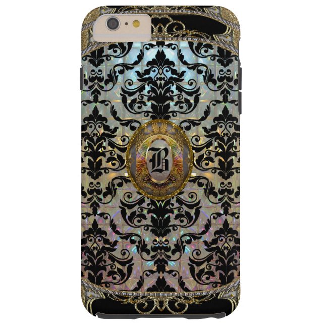 Halleesham Elegant Damask Monogram Plus Case-Mate iPhone Case (Achterkant)