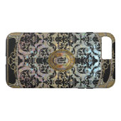 Halleesham Elegant Damask Monogram Plus Case-Mate iPhone Case (Achterkant (Horizontaal))