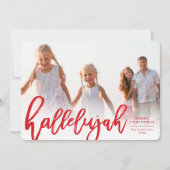 Hallelujah Borstel Schrift Religieuze Kerst Foto Feestdagenkaart (Voorkant)