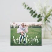 Hallelujah Brush Lettering Photo Overlay Kerstmis Briefkaart (Staand voorkant)