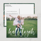 Hallelujah Brush Lettering Photo Overlay Kerstmis Briefkaart (Voorkant / Achterkant)