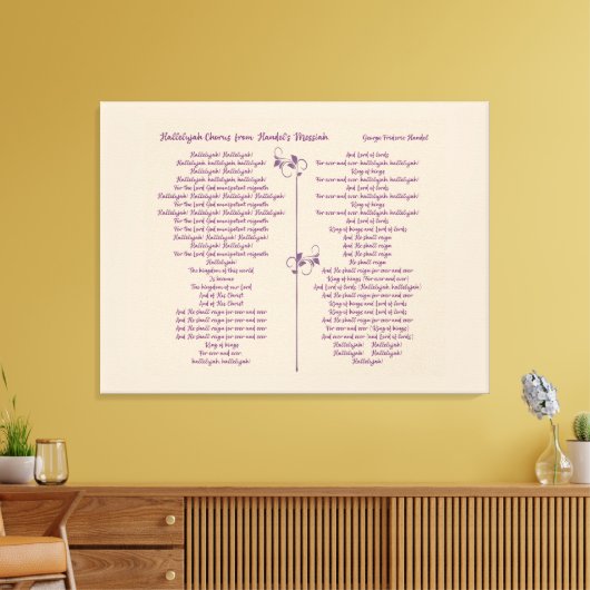 Hallelujah Chorus Handel's Messiah purple text Canvas Afdruk (Insitu (Woonkamer))