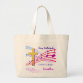HALLELUJAH CHRIST IS RISEN Custom Christian Easter Grote Tote Bag (Voorkant)