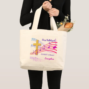HALLELUJAH CHRISTUS IS OPGESTAAN Aangepaste Christ Grote Tote Bag
