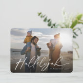 Hallelujah Eenvoudig Script Religieuze Kerstfoto Feestdagenkaart (Staand voorkant)