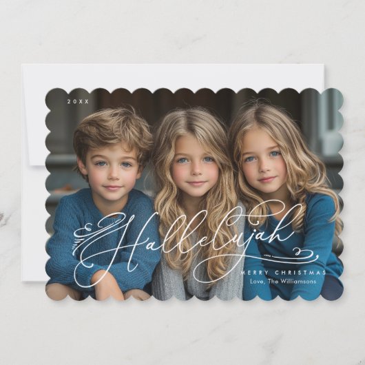Hallelujah Elegant Script Foto Kerst Kaart (Voorkant)