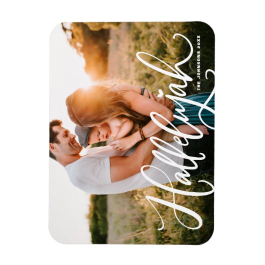 Hallelujah Modern Calligrafie Kerstfoto Magneet (Verticaal)