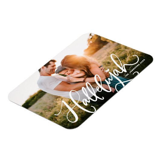 Hallelujah Modern Calligrafie Kerstfoto Magneet (Linkerzijde)