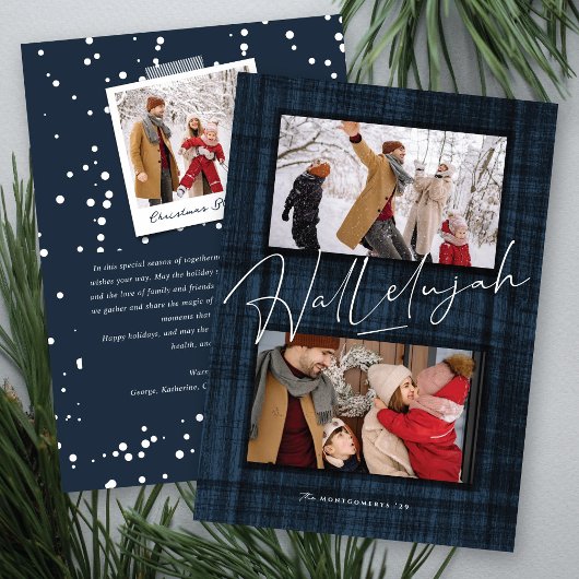 Hallelujah Script Religieus Kerstfeest 2 Foto Feestdagenkaart