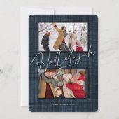 Hallelujah Script Religieus Kerstfeest 2 Foto Feestdagenkaart (Voorkant)