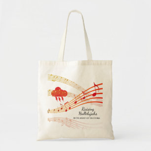 HALLELUJAHS IN HET STORM AANGEPASTE ROOD TOTE BAG