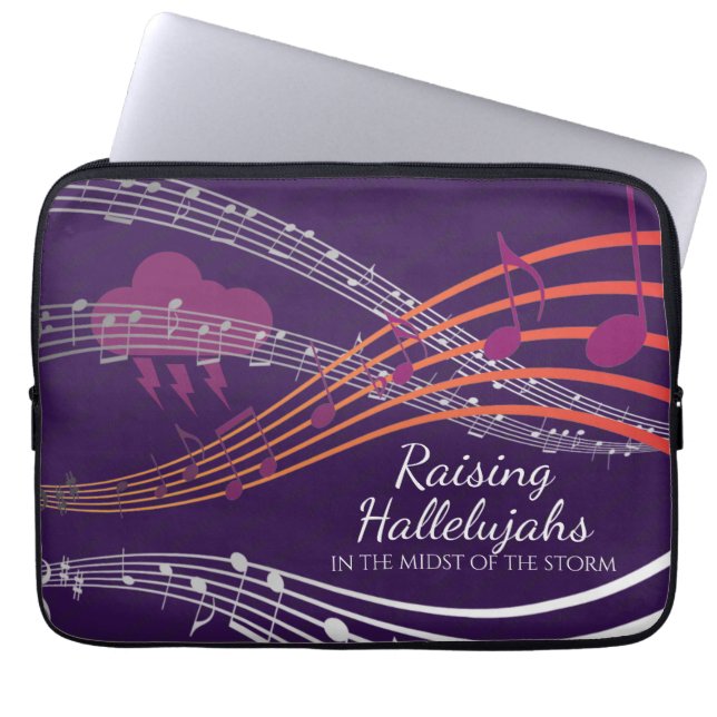 HALLELUJAHS IN STORM AANGEPASTE PAARSE LAPTOP SLEEVE (Voorkant)