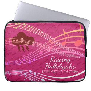 HALLELUJAHS IN STORM AANGEPASTE PINK LAPTOP SLEEVE