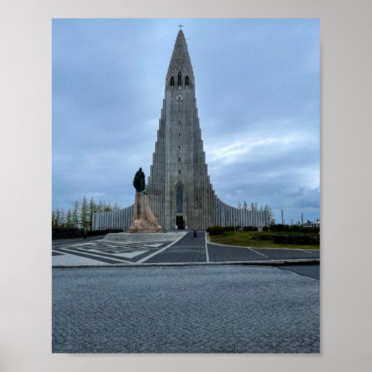 Hallgrimskirkja Church Reykjavik IJsland Foto Poster (Voorkant)