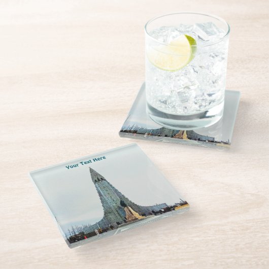 Hallgrímskirkja, Reykjavik Glazen Onderzetter (Schuin)