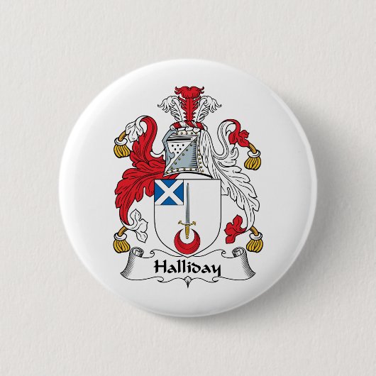 Halliday Family Crest Ronde Button 5,7 Cm (Voorkant)