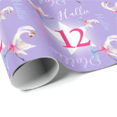 Hallie waterverf balletzwaan 12e verjaardagswrap cadeaupapier (Rol Hoek)