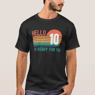 hallo 10 jaar oude vogeldag Retro Sunset 10th Birt T-shirt