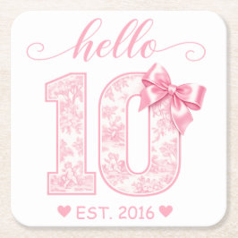 Hallo 10 Verjaardag | Roze Hallo 10 Aangepast Jaar Kartonnen Onderzetters