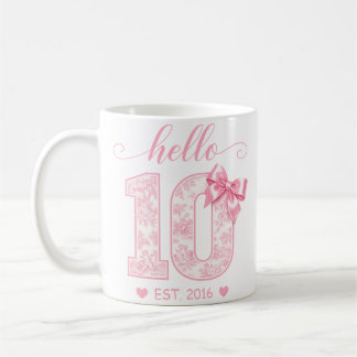 Hallo 10 Verjaardag | Roze Hallo 10 Aangepast Jaar Koffiemok