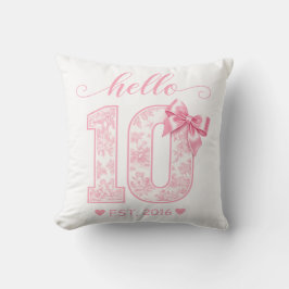Hallo 10 Verjaardag | Roze Hallo 10 Aangepast Jaar Kussen