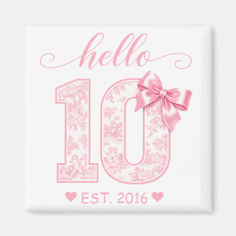 Hallo 10 Verjaardag | Roze Hallo 10 Aangepast Jaar Magneet