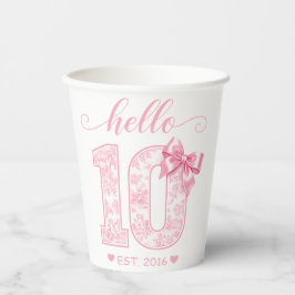 Hallo 10 Verjaardag | Roze Hallo 10 Aangepast Jaar Papieren Bekers