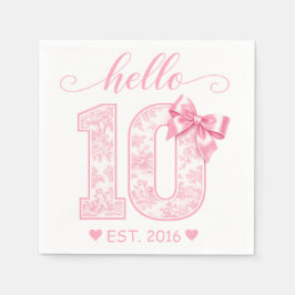 Hallo 10 Verjaardag | Roze Hallo 10 Aangepast Jaar Servet