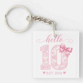 Hallo 10 Verjaardag | Roze Hallo 10 Aangepast Jaar Sleutelhanger