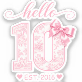 Hallo 10 Verjaardag | Roze Hallo 10 Aangepast Jaar Sticker