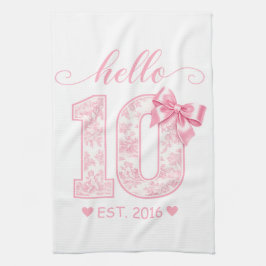 Hallo 10 Verjaardag | Roze Hallo 10 Aangepast Jaar Theedoek