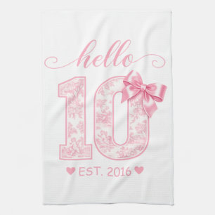 Hallo 10 Verjaardag Roze Hallo 10 Aangepast Jaar Theedoek