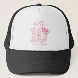 Hallo 10 Verjaardag | Roze Hallo 10 Aangepast Jaar Trucker Pet