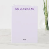 Hallo €18 geboortenaam 2 foto floral paarse kaart (Achterkant)