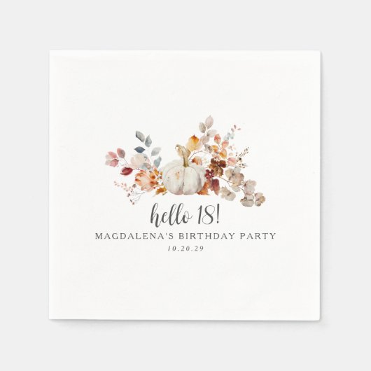 Hallo 18 Herfst pompoen bladeren aangepaste verjaa Servet (Voorkant)