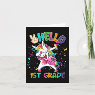 Hallo 1e klas Dabbing Unicorn Terug naar school me Kaart