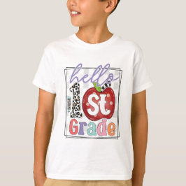Hallo 1e klas, jongen of meisje t-shirt