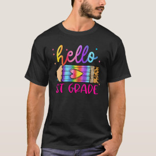 Hallo 1e klas luipaard tie-dye potlood Schattig o T-shirt