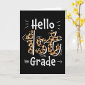 Hallo 1e klas luipaardprint terug naar school meis kaart (Gele Bloem)