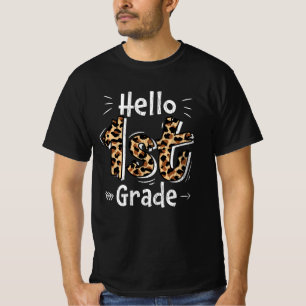 Hallo 1e klas luipaardprint terug naar school meis t-shirt