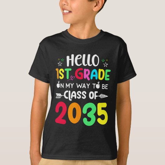 Hallo 1e klas Op Mijn Weg Om Klasse van 2035 Terug T-shirt (Voorkant)