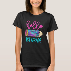Hallo 1e klas potlood Kinder terug naar school str T-shirt