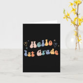 Hallo 1e klas _ Retro leraar Terug naar school 1 Kaart (Gele Bloem)