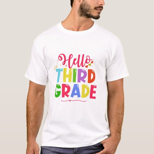 Hallo 1e klas terug naar school 1e schooldag t-shirt (Voorkant)
