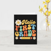 Hallo 1e klas terug naar school leraren Kinder Kaart (Gele Bloem)