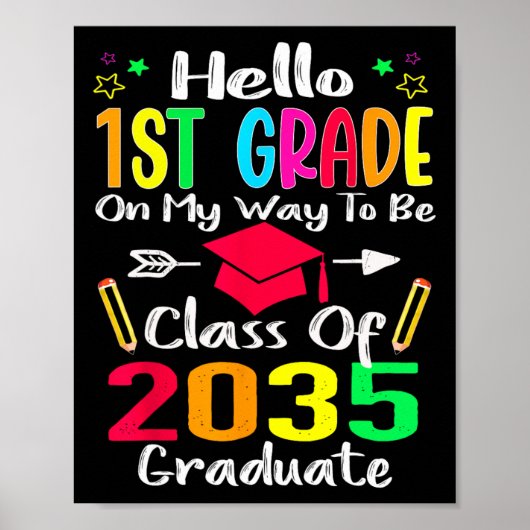Hallo 1e klas terug naar schoolklas van 2035 groei poster (Voorkant)