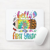 Hallo 1st Grade Leopard Pencil Tie Dye Funny Back Muismat (Met muis)
